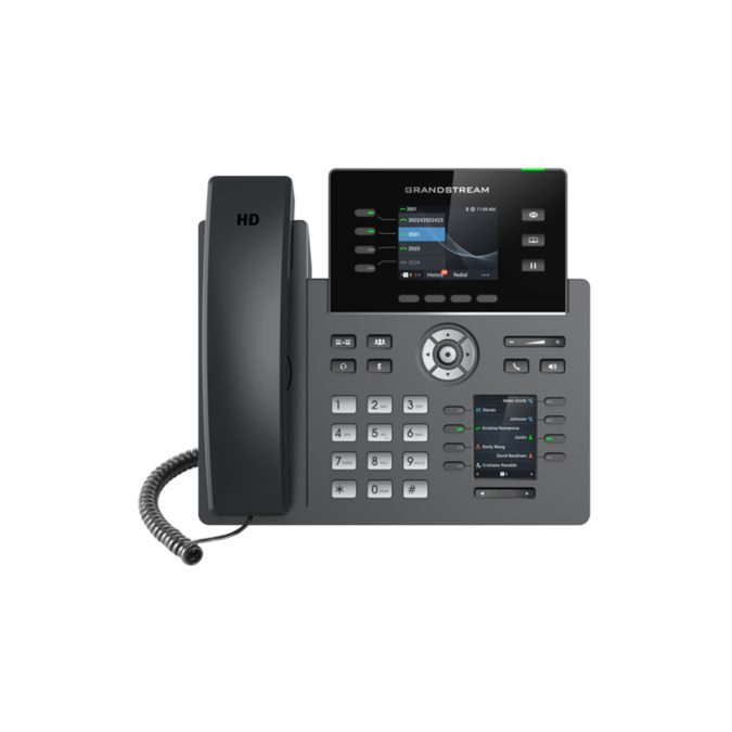 IP телефон, Grandstream, GRP2614, 12 SIP аккаунтов, 4 линии, двойной цветной LCD (2.8" 320 x 240. 2.4" 320 x 240), PoE, (1GbE)Gigabit Ethernet, 8 BLF, Wi-Fi, Bluetooth, блок питания 12 В/1 А
