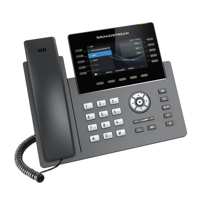 IP телефон, Grandstream, GRP2615, 16 SIP аккаунтов, 10 линий, цветной LCD (4.3" 480 x 272), PoE, (1GbE)Gigabit Ethernet, до 4-х GBX20, USB, Wi-Fi, Bluetooth, блок питания 12 В/1 А