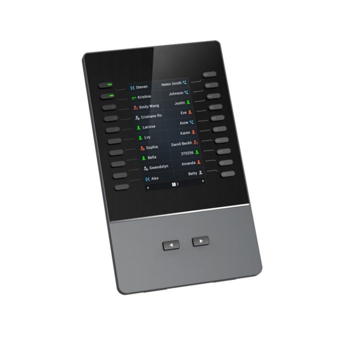 Модуль расширения, Grandstream, GBX20, для GRP2615, GRP2624, GRP2650, GRP2670, GXV3350 и GXV3450. Цветной ЖК-дисплей 480x272, 20 двухцветных кнопок, 2 страницы, последовательное подключение до 4 модулей