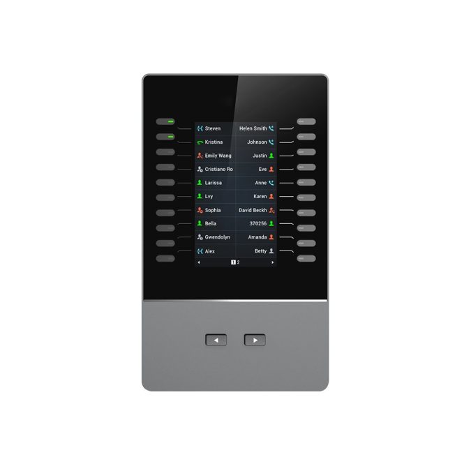 Модуль расширения, Grandstream, GBX20, для GRP2615, GRP2624, GRP2650, GRP2670, GXV3350 и GXV3450. Цветной ЖК-дисплей 480x272, 20 двухцветных кнопок, 2 страницы, последовательное подключение до 4 модулей