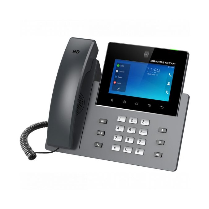 IP-видеотелефон, Grandstream, GXV3450, 16 SIP-аккаунтов, 16 линий, 2x GbE PoE, Wi-Fi, цветной сенсорный ЖК-экран 1280x720 (5.0"), камера 2 Мп, поддержка GBX20, Android 11, блок питания 12 В/1.5 А