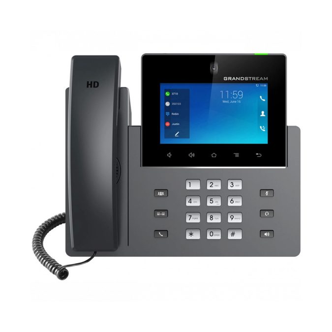 IP-видеотелефон, Grandstream, GXV3450, 16 SIP-аккаунтов, 16 линий, 2x GbE PoE, Wi-Fi, цветной сенсорный ЖК-экран 1280x720 (5.0"), камера 2 Мп, поддержка GBX20, Android 11, блок питания 12 В/1.5 А
