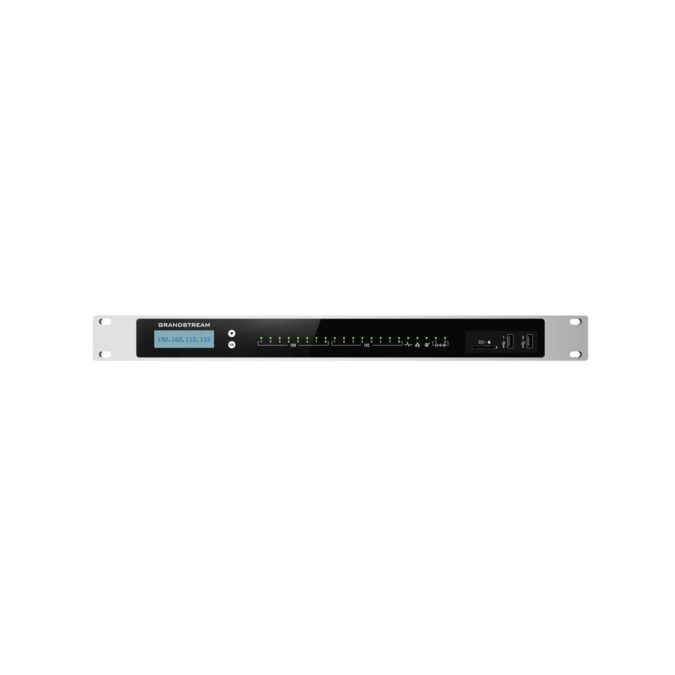 IP-АТС, Grandstream, UCM6308A, 8 RJ11 FXS, 8 RJ11 FXO, 2x GbE PoE LAN/WAN, 1 порт горячего резервирования, 1500 пользователей SIP, 200 одновременных вызовов, UCM RC, блок питания 12 В/2 А