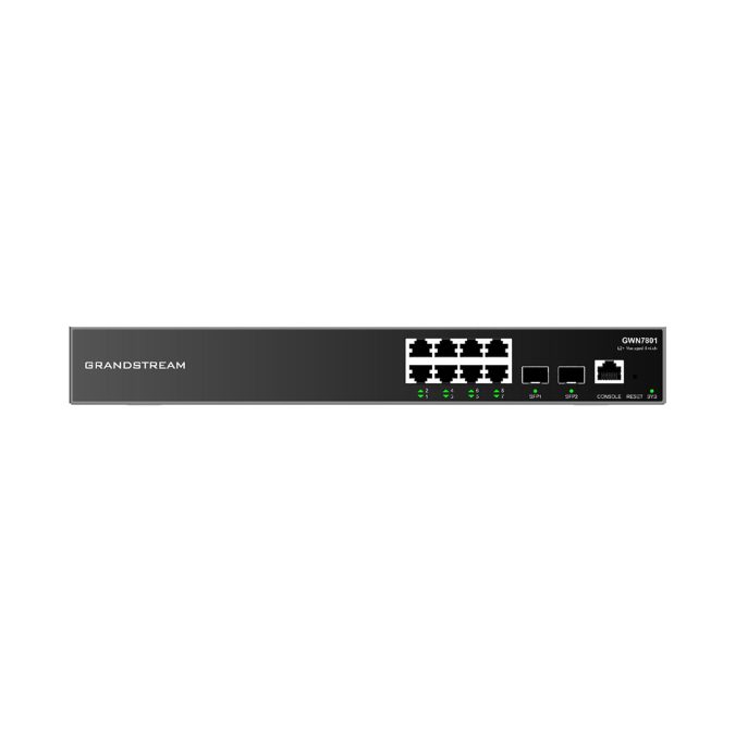 Коммутатор, Grandstream, GWN7801, Управляемый L2+, 8x GbE RJ45, 2x SFP, стоечный