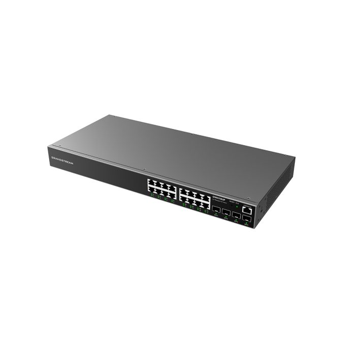 Коммутатор, Grandstream, GWN7802P, Управляемый L2+, 16xGbE RJ45 PoE 802.3 af/at, 240W, 4x SFP, стоечный