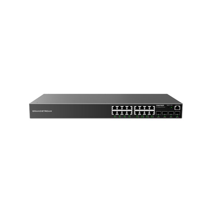 Коммутатор, Grandstream, GWN7802P, Управляемый L2+, 16xGbE RJ45 PoE 802.3 af/at, 240W, 4x SFP, стоечный