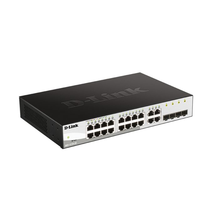 Коммутатор, D-Link, DGS-1210-20/F2A, Управляемый L2, 16 портов 10/100/1000Base-T и 4 комбо-порта 100/1000Base-T/SFP, 1U