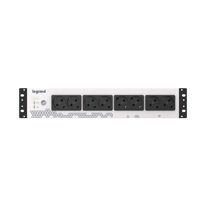 Источник бесперебойного питания, Legrand, Keor PDU 800ВА 8 GR/IT 310332, Мощность 800ВА/480Вт, Офлайн, Стоечный 2U, LED индикаторы, Диапазон работы AVR:180-270В, Бат.: 12В/9Ач., Вых: 8 x Schuko, Белый