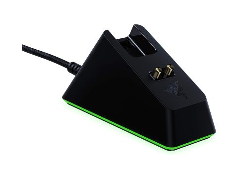 Док-станция для беспроводной зарядки мыши с настраиваемой RGB-подсветкой, Razer, Mouse Dock Chroma, RC30-03050200-R3M1, Порт USB-A для адаптера мыши, 51 г, Razer Chroma ™ RGB с 16,8 миллионами цветовых оттенков, Противоскользящая основа, Порт USB 2.0 Micro-B - обеспечивает подключение к ПК для донгла и зарядки, 70,4 мм (длина)x 45,9 мм (ширина) x 38,9 мм (высота), Чёрная