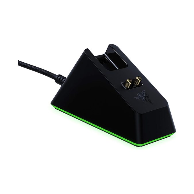 Док-станция для беспроводной зарядки мыши с настраиваемой RGB-подсветкой, Razer, Mouse Dock Chroma, RC30-03050200-R3M1, Порт USB-A для адаптера мыши, 51 г, Razer Chroma ™ RGB с 16,8 миллионами цветовых оттенков, Противоскользящая основа, Порт USB 2.0 Micro-B - обеспечивает подключение к ПК для донгла и зарядки, 70,4 мм (длина)x 45,9 мм (ширина) x 38,9 мм (высота), Чёрная