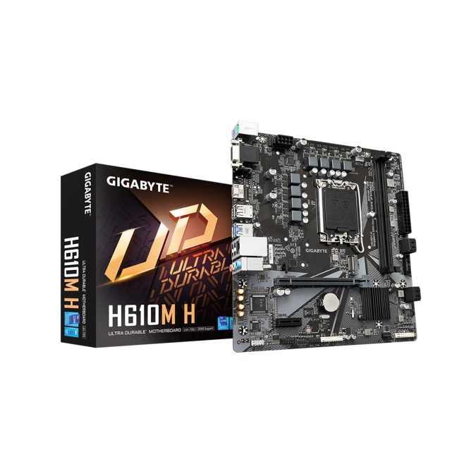 Материнская плата, Gigabyte, H610M H (4719331854041), LGA1700, iH610, 2xDDR5 4400/4800/5200/5600, 4xSATA3, 1xM.2 (PCI-E 3.0x4/x2), 1xD-Sub, 1xHDMI, 1xPCI-Ex16, 1xPCI-Ex1, mATX