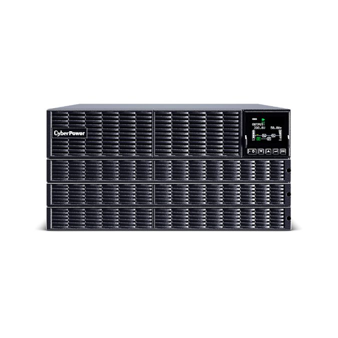 Источник бесперебойного питания, CyberPower, OLS6KERT5U, Мощность 6000ВА/6000Вт, OLS-серия, On-Line, Стоечный 5U, Color LCD/ Smart/USB/RS232/EPO/Сухие контакты/Parallel card/Cloud Card/Ручной байпасс, AVR: 110-300В, Вых: 4xIEC C13/4хIEC C19/Клеммная колодка, АКБ: 12В/7Ач*20 шт, Чёрный