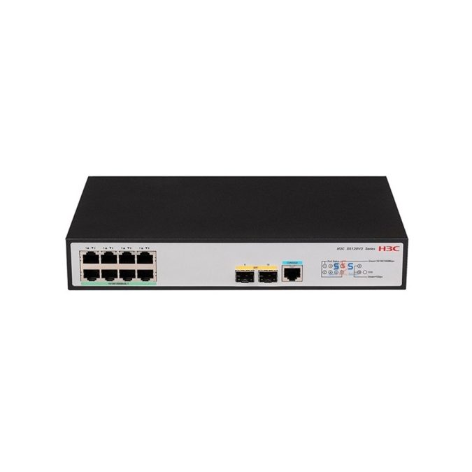 Коммутатор, H3C, LS5120V3-10P-LI-GL Switch, Управляемый L3, 8 портов 10/100/1000M, 2 порта 1000M SFP, AC 100~240 В, -5°C ~ +50°C, стоечный
