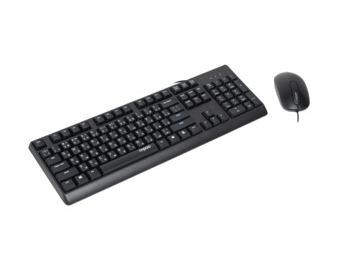 Комплект Клавиатура + Мышь, Rapoo, X130PRO, Оптическая мышь, 1000DPI, USB, Анг/Рус/Каз, Длина кабеля 1,5 метра, Кол-во стандартных клавиш 104, Защита от пролива воды/кофе, Чёрный