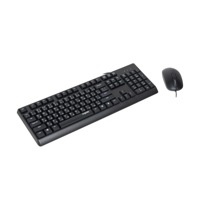 Комплект Клавиатура + Мышь, Rapoo, X130PRO, Оптическая мышь, 1000DPI, USB, Анг/Рус/Каз, Длина кабеля 1,5 метра, Кол-во стандартных клавиш 104, Защита от пролива воды/кофе, Чёрный