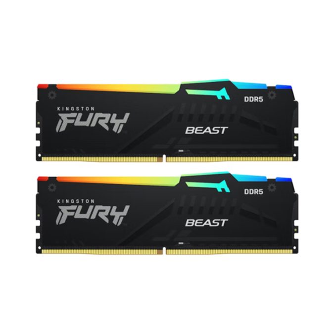 Комплект модулей памяти, Kingston, FURY Beast RGB KF560C36BBEAK2-64 (Kit 2x32GB), DDR5, 64GB, CL36, DIMM