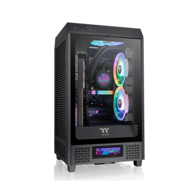 Компьютерный корпус, Thermaltake, The Tower 200, CA-1X9-00S1WN-00, Mini Tower, Mini-ITX, USB 3.0*2/Type C*1, HD-Audio+Mic, Кулер 2*140 мм, Высота процессорного кулера до 200 мм, Длина VGA до 380 мм, 2*3,5"/2*2,5", Сталь, 3мм Закаленное стекло*1, 280*300*537мм, Без Б/П, Чёрный