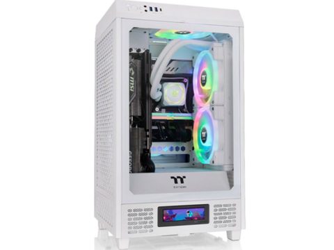 Компьютерный корпус, Thermaltake, The Tower 200 Snow, CA-1X9-00S6WN-00, Mini Tower, Mini-ITX, USB 3.0*2/Type C*1, HD-Audio+Mic, Кулер 2*140 мм, Высота процессорного кулера до 200 мм, Длина VGA до 380 мм, 2*3,5"/2*2,5", Сталь, 3мм Закаленное стекло*1, 280*300*537мм, Без Б/П, Белый