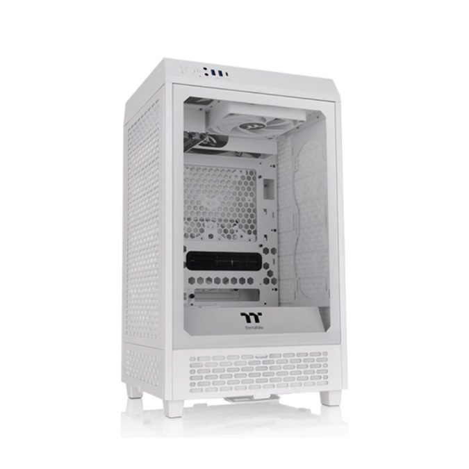 Компьютерный корпус, Thermaltake, The Tower 200 Snow, CA-1X9-00S6WN-00, Mini Tower, Mini-ITX, USB 3.0*2/Type C*1, HD-Audio+Mic, Кулер 2*140 мм, Высота процессорного кулера до 200 мм, Длина VGA до 380 мм, 2*3,5"/2*2,5", Сталь, 3мм Закаленное стекло*1, 280*300*537мм, Без Б/П, Белый