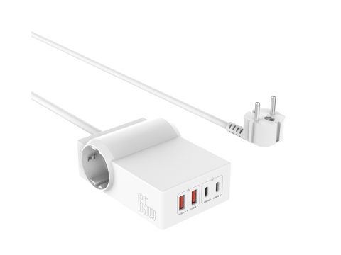 Зарядное устройство, SVC, 65W ac-222, Вход 240В, 2*USB, 2*Type-C, 2*AC 2500W, 65W, Белый