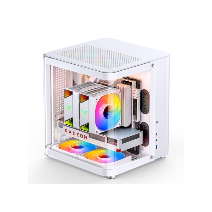 Компьютерный корпус, Jonsbo,TK-1, TK-1 White, Micro-Tower, M-ATX/M-ITX, USB3.2 Type-C*1/USB3.0*1, Audio+Mic, Высота процессорного кулера до 165мм, Длина VGA до 280мм, 2*3,5" или 2*2.5"/1*3.5", Сталь, Закаленное стекло, 299*310*345, Без Б/П, Белый