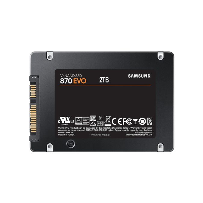 Твердотельный накопитель SSD, Samsung, 870 EVO MZ-77E2T0BW, 2000 ГБ, SATA 2.5", 560/530 Мб/с