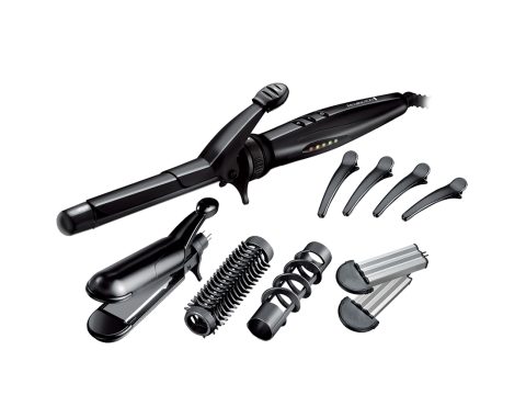 Мультистайлер, Remington, S8670, 25W, Диаметр щипцов 19мм, Диапазон температуры нагрева 110-190 °С, Насадки 5 шт, Длина шнура 180 см, Черный