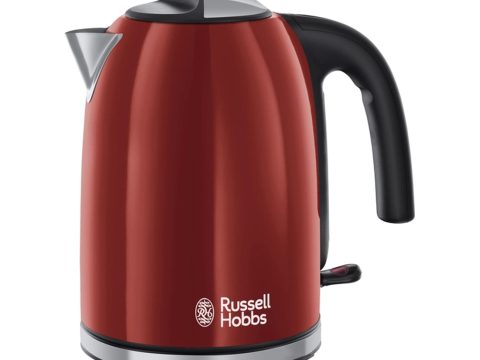 Чайник электрический, Russell Hobbs, 20412-70, Объем 1.7л, Нержавеющая сталь, Пластик, Защита от перегрева, Выключение при снятии с базы, Мощность 2400W, Красный