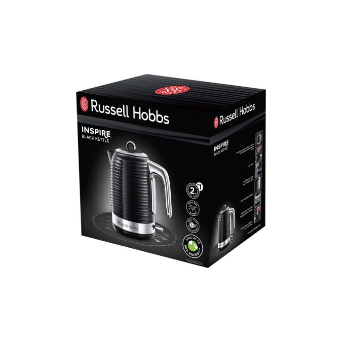 Чайник электрический, Russell Hobbs, 24361-70, Объем 1.7л, Пластик, Защита от перегрева, Выключение при снятии с базы, Мощность 2400W, Черный