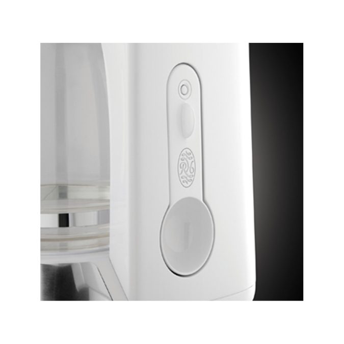 Кофеварка капельная, Russell Hobbs, 24390-56, Капельная, Мощность 1100W, Объем 1.2л, Нержавеющая сталь, Пластик, Дисплей, Индикатор уровня воды, Противокапельная система, Белый