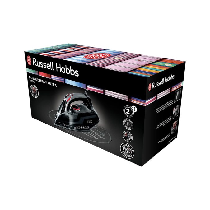 Утюг, Russell Hobbs, 20630-56, Мощность 3100W, Паровой удар 210 г/мин, Постоянная подача пара 45 г/мин, Объем резервуара для воды 350ml, Автоотключение, Вертикальное отпаривание, Самоочистка от накипи, Черный