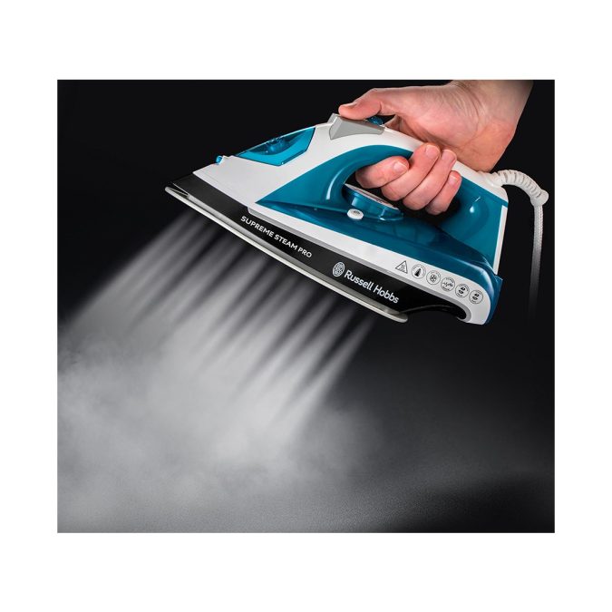 Утюг, Russell Hobbs, 23971-56, Мощность 2600W, Керамическая подошва, Паровой удар 145 г/мин, Постоянная подача пара 40 г/мин, Вертикальное отпаривание, Самоочистка от накипи, Синий