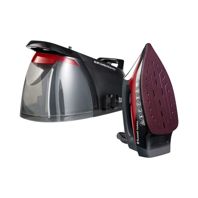 Парогенератор, Russell Hobbs, 24460-56, Мощность 2750W, Постоянная подача пара 315 г/мин, Керамическая подошва, Автоотключение, Вертикальное отпаривание, Оповещение о низком уровне воды, Красный