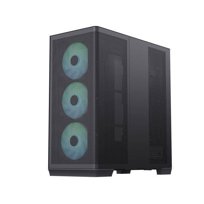 Компьютерный корпус, Aerocool, APNX C1 BK (C1-R-BK-v1), ATX/Micro ATX, USB 1*Type C/2*3.0 , HD-Audio+Mic, Кулер 4*12 ARGB см, Высота процессорного кулера до 166 мм, Длина VGA до 395мм, 3*3.5"/3*2.5", Толщина 0,8мм, 502x230x464мм, Без Б/П, Чёрный