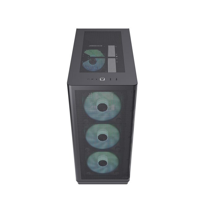 Компьютерный корпус, Aerocool, APNX C1 BK (C1-R-BK-v1), ATX/Micro ATX, USB 1*Type C/2*3.0 , HD-Audio+Mic, Кулер 4*12 ARGB см, Высота процессорного кулера до 166 мм, Длина VGA до 395мм, 3*3.5"/3*2.5", Толщина 0,8мм, 502x230x464мм, Без Б/П, Чёрный