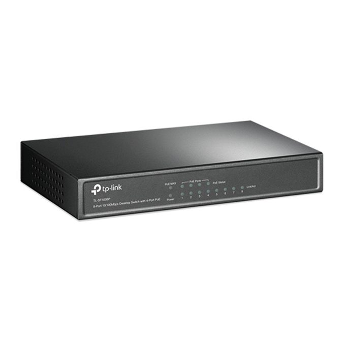 Коммутатор, TP-Link, TL-SF1008P, 8 портов 10/100M RJ45, 4 порта PoE 66 Вт