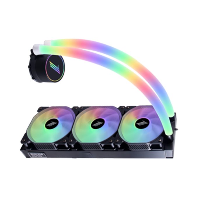 Кулер с водяным охлаждением, 1STPLAYER, MOTHRA MT360 BLACK, Intel LGA: 775/115x/1200/1366/2011/2066 и AMD: AM4/AM3/AM2/FM1/FM2/FM3, TDP300W, 3*120мм, 800-2500 об/мин, 38.09дБ, 95.34 CFM, 3-pin ARGB/4-pin ARGB, 397 х 120 х 27 мм, Черный