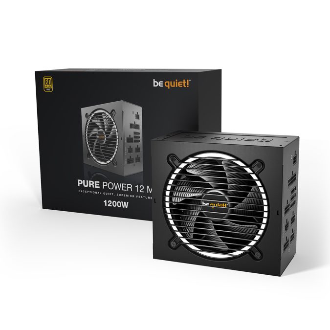 Блок питания, Bequiet!, PURE POWER 12 M 1200W, BN346, 1200W, ATX 3.0, Gold, 20+4 pin, 4+4pin, 8pin, 6*Sata, 2*Molex, 4*PCI-E 6+2-pin, 12VHPWR, Modular, Вентилятор 12см, 160х150х86мм, Чёрный