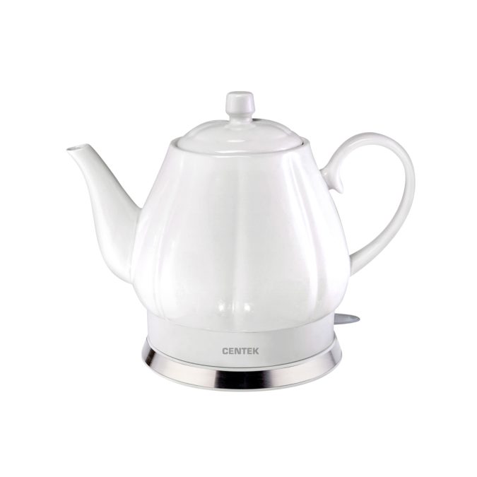 Чайник электрический, Centek, CT-0062, 2.0л, 2000W, Супербелая керамика, Рельефный корпус, Белый