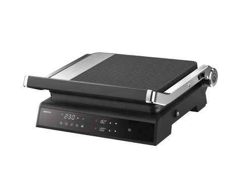 Гриль, Centek, CT-1474, 2100W, 297х230мм, 2 сменные пластины, Антипригарное покрытие, Черный/стальной