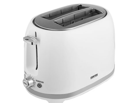 Тостер, Centek, СТ-1432, 850W, 7 уровней прожарки, 2 тоста, Поддон, Стоп, Подогрев, Разморозка, Белый