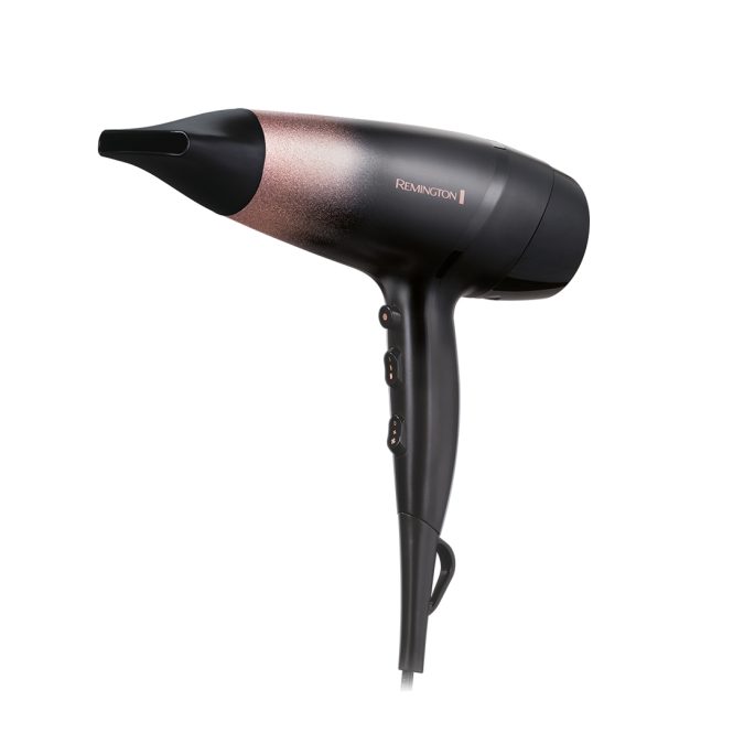 Фен, Remington, D5305, Мощность 2000Вт, DC мотор, 2 скорости, 3 температурных режима, Быстросохнущий концентратор, Диффузор, Шнур 3м, Черно-розовый