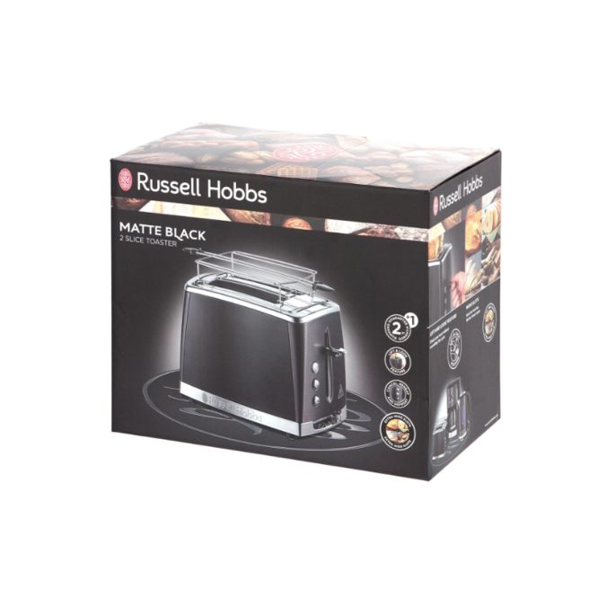 Тостер, Russell Hobbs, 26150-56, Мощность 1550Вт, 6 режимов обжаривания, 2 отделения, Таймер, Функция "Размораживание", Функция "Отмена", Функция «подогрева» во время приготовления, Черный