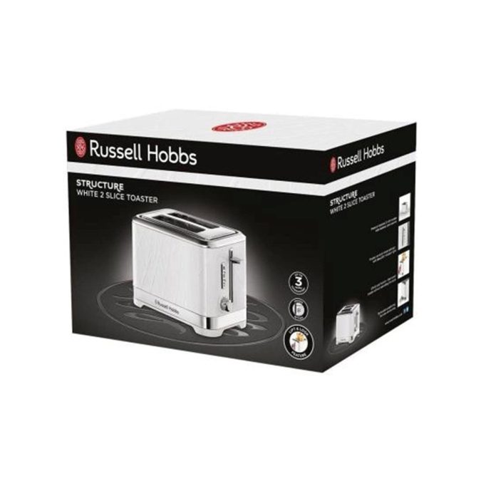 Тостер, Russell Hobbs, 28090-56, Мощность 1050Вт, 2 отделения, 5 режимов, Функция "Размораживание", Функция "Отмена", Функция «Пауза» во время приготовления, Автоматическая центровка ломтиков, Подсветка кнопок, Белый