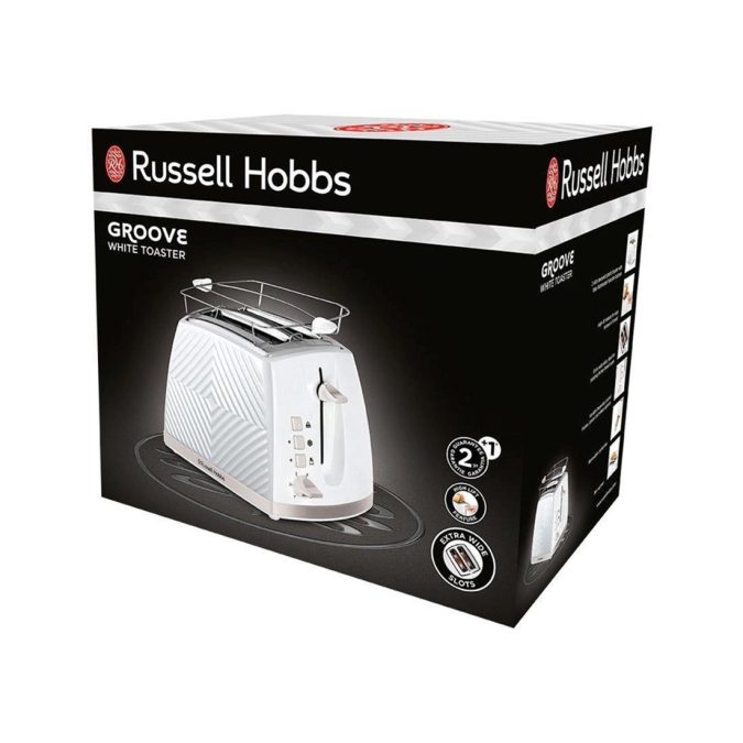 Тостер, Russell Hobbs, 26391-56, Мощность 850Вт, 2 отделения, 6 режимов, Функция "Размораживание", Функция "Отмена", Функция «Пауза» во время приготовления, Пластик, Белый