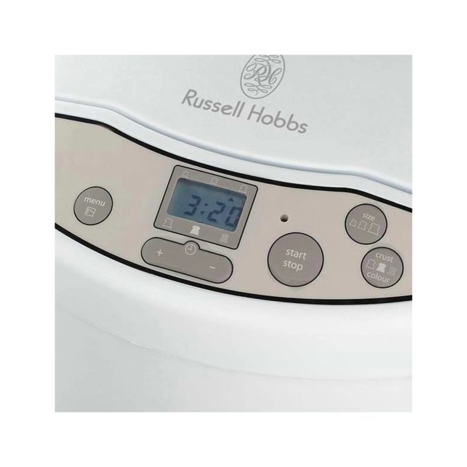 Хлебопечь, Russell Hobbs, 18036-56, Мощность 660Вт, 12 программ, Таймер отсрочки выпечки на 13 часов, Комбинации программ, Автоматическое поддержание тепла в течение 1 ч, ЖК-дисплей. Размеры буханки 450гр-1кг, Белый