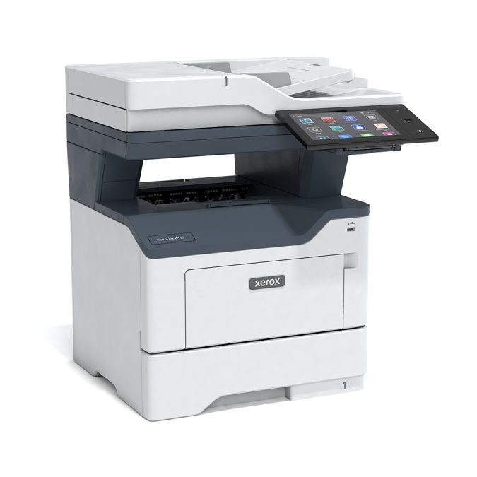 Монохромное МФУ, Xerox, VersaLink B415DN, B415V_DN, Лазерное, А4, 47 стр./мин., Подача 650 листов, Двусторонний автоподатчик документов, до 98 изобр./мин., Сенсорный дисплей 7", 1.2 ГГц CPU, 2 ГБ RAM, 32 ГБ eMMC, USB 2.0, Ethernet 10/100/1000, NFC, Fax