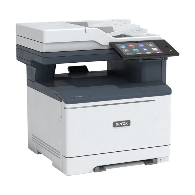 Цветное МФУ, Xerox, VersaLink C415DN, C415V_DN, Лазерное, А4, 40 стр./мин., Подача 251 лист, Двусторонний автоподатчик документов, до 98 изобр./мин., Сенсорный дисплей 7", 1.2 ГГц CPU, 2 ГБ RAM, 32 ГБ eMMC, USB 2.0, Ethernet 10/100/1000, NFC, Fax