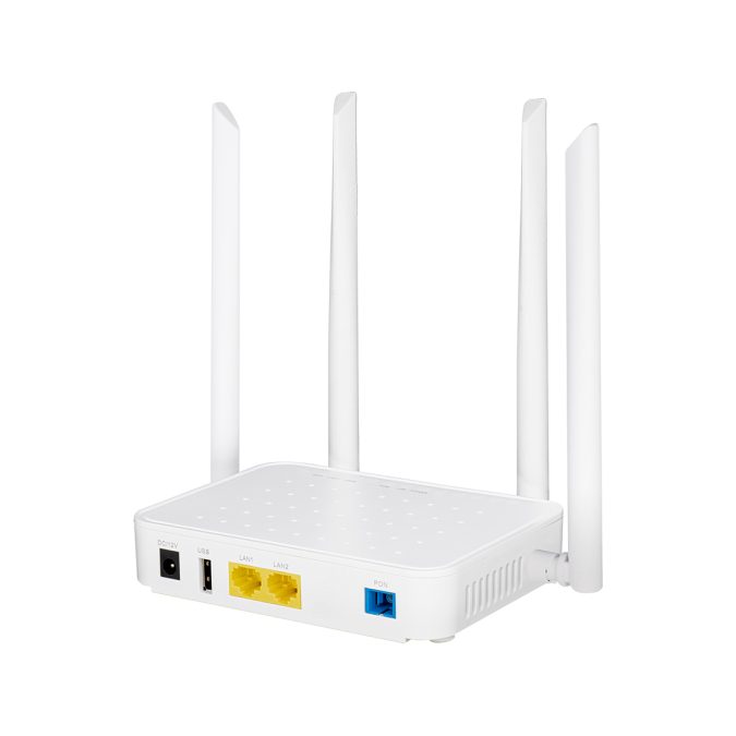 Абонентский терминал ONU, BDCOM, GP1705-2G, 1xGPON/EPON порт SC/UPC, 2xGE LAN порта, WI-FI 802.11a/b/g/n/ac, AC1200, пластиковый корпус, 4 внешних антенны DC12V/1,5 A внешний адаптер