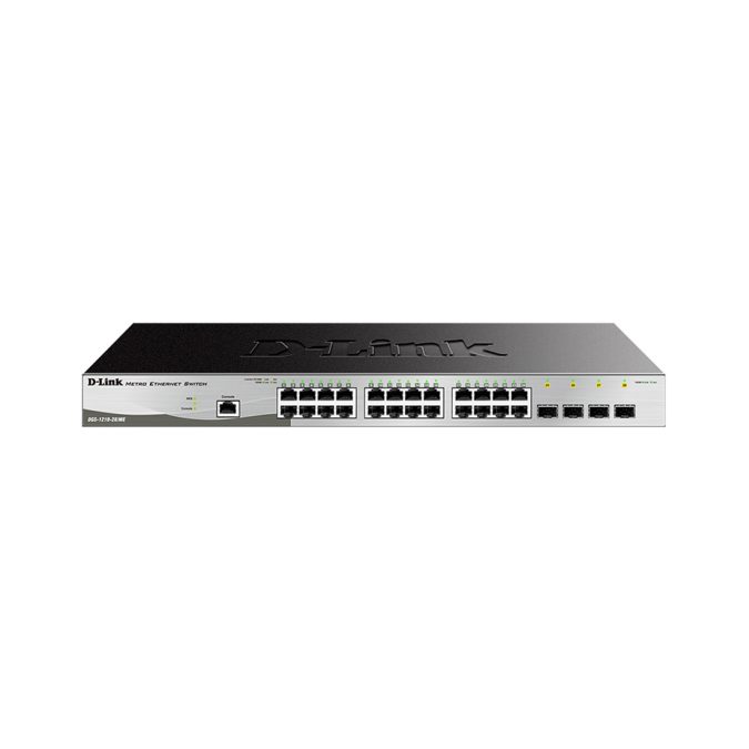 Коммутатор, D-Link, DGS-1210-28/ME/B2A, 19-дюймовый стоечный, 24 порта 10/100/1000M RJ45 + 4 порта 100/1000М/SFP, Управляемый (L2), Корпус металл, 1U